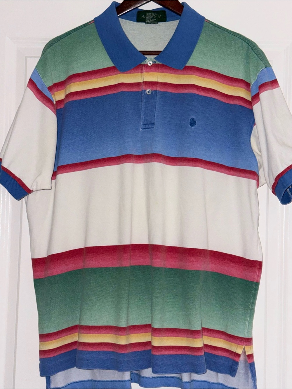 Hunt Club Mens XL Horizontal Multicolor Striped Vintage Polo Shirt